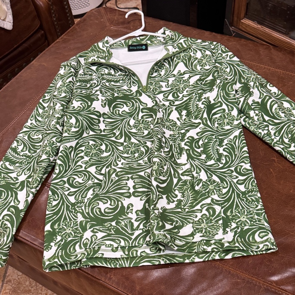 Green Floral Pattern Hoodie/Jacket
